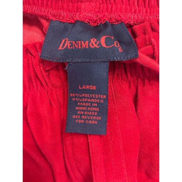 Denim Company Red Suede Midi Skirt With Elastic Waist & Drawstring Closure - Picture 7 of 10